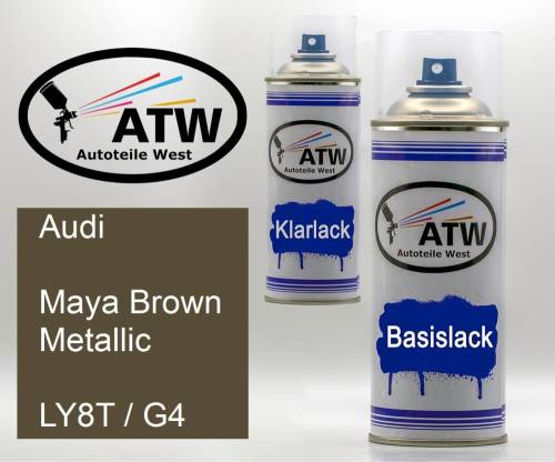 Audi, Maya Brown Metallic, LY8T / G4: 400ml Sprühdose + 400ml Klarlack - Set, von ATW Autoteile West.